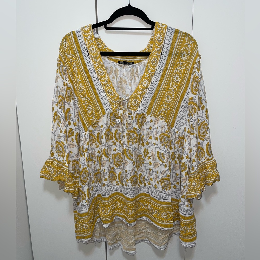 Rachel Zoe Floral Tie Front Boho Blouse